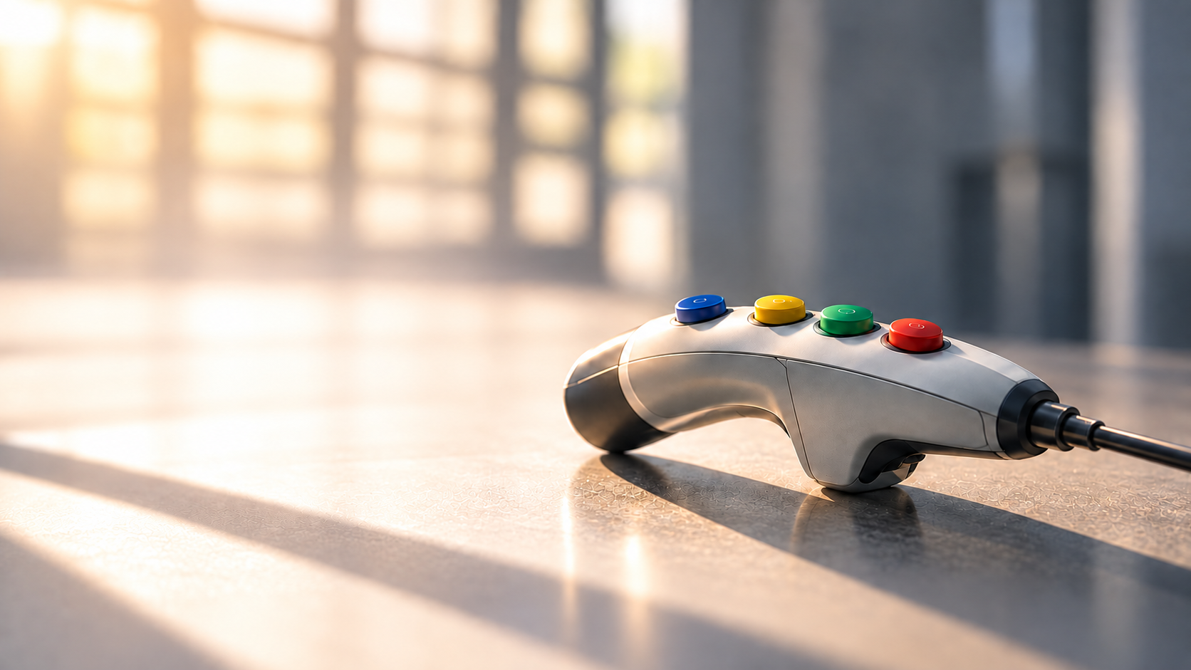 Surgeons love coloured buttons — one small decision, several downstream consequences, illustrated by a medical device with four coloured buttons.